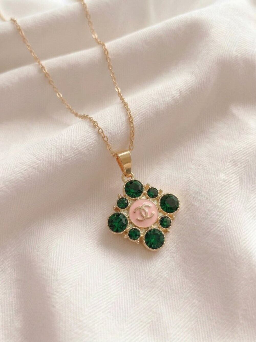 Vintage ONLY 1! CC CHANELDiamond Shape Upcycled Necklace